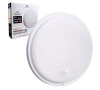 Maclean MCE525 Lampada LED con Sensore di Movimento | PIR 10W IP65 Neutral 4000K 1000lm Lampada da soffitto per Interni ed Esterni con Funzionamento Continuo | Classe energetica F (Bianco)