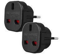 Maclean MCE72 Adattatore da spina UK a EU 2 pezzi con protezione per bambini adatto per spina britannica uso in Europa Nero