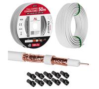 Maclean MCTV-470 Cavo Antenna Coassiale RG6 Rame Puro 100% TV Satellitare (50m + 10x Connettore F)