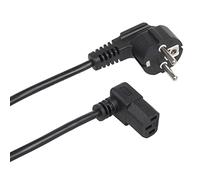 Maclean MCTV-851 - Cavo di alimentazione a 3 pin, con contatto di protezione su spina per dispositivi freddi, angolo di 90 gradi, cavo di alimentazione angolato inferiore, nero (1,5 metri)