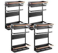 Maclean Mensola magnetica MC-910 set 4 pezzi 12 kg nero opaco