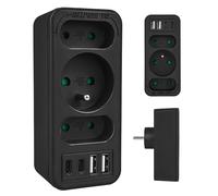Maclean MCE248 Splitter a 3 porte 2X USB-A 2X USB-C PD 20W | Centro di alimentazione Ricarica Rapida Protezione Bambini Design Compatto (Nero)
