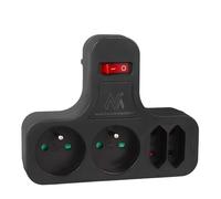 Maclean Presa quadrupla con interruttore on/off, piedino stabilizzatore 2x2,5A, 2x16A Splitter per quattro prese (MCE224 E/B)