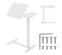 Maclean Scrivania per computer portatile regolabile in altezza 755 - 1108 mm, inclinabile fino a 60°, portatile con ruote, portata fino a 30 kg, ergonomica e stabile, per ufficio e casa (bianco)