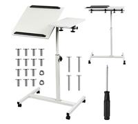 Maclean Scrivania portatile per computer portatile, regolabile in altezza da 59 a 89 cm, doppio piano inclinabile fino a 90°, ruote con freni, portata fino a 30 kg, scrivania ergonomica per computer