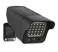 Maclean SOL1803S Telecamera solare con rilevatore di movimento e luce LED | Sorveglianza IP fittizia con obiettivo | IP65 - per uso esterno | 216/149 lumen, 6500K| LED rosso ad energia solare