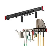 Maclean MC-179 Supporto da parete per attrezzi da giardino e organizer da garage Sistema di stoccaggio in acciaio da 228 kg con ganci regolabili per scope a pala, tubi e cavi