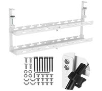 Maclean Supporto per cavi da tavolo regolabile | fissaggio a morsetto | Gestione cavi per Home Office Gaming | Portata fino a 5 kg (bianco, 2 livelli/lunghezza: 433 - 728 mm)