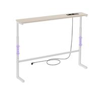 Maclean Tavolo Consolle Regolabile in Altezza con Prese (Bianco) | Console per divano, 100 x 20 x (62-83) cm, 2 Prese Schuko (F), USB-A, USB-C, Cavo Alimentazione 250 cm