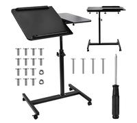 Maclean Tavolo portatile | Altezza regolabile da 59 a 89 cm | Piano doppio inclinabile fino a 90° | Ruote con freno | Capacità di carico fino a 30 kg | Tavolo ergonomico per computer (nero)