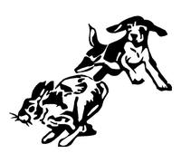 MACMRD Adesivi Per Auto 14,9 Cm * 12 Cm Decalcomania Del Vinile Beagle Chase Rabbit Dog Puppy Hunting Car Sticker