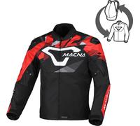 Macna Admyre Giacca tessile da motocicletta impermeabile, nero-bianco-rosso, taglia M per maschi