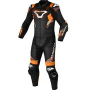 Macna Armadyl Tuta in pelle da moto a due pezzi traforata, nero-bianco-arancione, taglia 54 per maschi