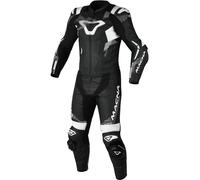 Macna Armadyl Tuta in pelle da moto a due pezzi traforata, nero-bianco, taglia 58 per maschi