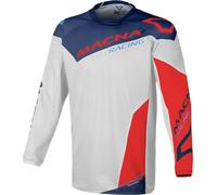Macna Backyard-1 Maglia Motocross, Grigio chiaro/blu/rosso, Taglia XXL