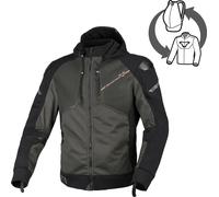 Macna Brero Giacca tessile da motocicletta, nero/verde, Taglia 3XL