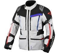 Macna Chieftane, giacca tessile impermeabile 3XL male Grigio Chiaro/Rosso/Blu