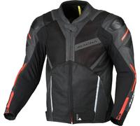 Macna Galvic Giacca da moto in pelle/tessuto traforata, nero/rosso, Taglia 52