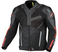Macna Galvic Giacca da moto in pelle/tessuto traforata, nero-rosso, taglia 56 per maschi