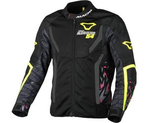 Macna Grisco Aldequer Giacca tessile da moto, nero/neon giallo/grigio, Taglia S