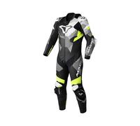 Macna Ignite Tuta in pelle da moto monopezzo traforata, nero-bianco-giallo, taglia 54 per maschi
