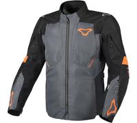 Macna Notch impermeabile Moto Tessile Giacca, grigio scuro/nero/arancione, Taglia M