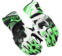 Macna Guanti da moto Powertrack 2.0 Pelle Nero-Bianco-Verde Taglia XL per maschi
