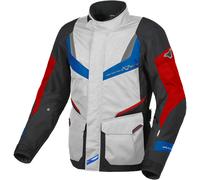 Macna Rancher impermeabile Moto Tessile Giacca, Grigio chiaro/nero/rosso, Taglia M