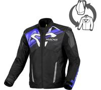 Macna Sevent Giacca tessile da motocicletta impermeabile, nero/blu/bianco, Taglia M