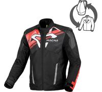 Macna Sevent Giacca tessile da motocicletta impermeabile, nero/rosso/bianco, Taglia M