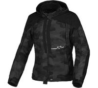Macna Territor Giacca tessile impermeabile per moto da donna, nero/mimetismo, Taglia XL