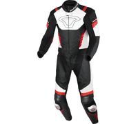 Macna Varshall traforato due pezzi tuta in pelle moto, nero/bianco/rosso, Taglia 54