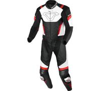Macna Varshall traforato due pezzi tuta in pelle moto, nero/bianco/rosso, Taglia 56