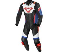 Macna Varshall traforato One Piece Moto Tuta in pelle, nero-bianco-rosso-blu, taglia 52 per maschi