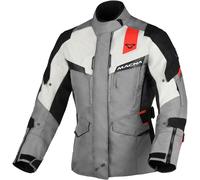 Macna Zastra impermeabile Giacca tessile moto da donna, grigio-bianco-rosso, taglia S per donne