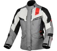 Macna Zastra impermeabile Giacca tessile moto da donna, grigio/bianco/rosso, Taglia XS