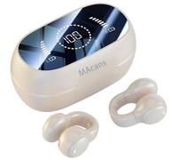 MAcnas Auricolari senza fili con clip per orecchie aperte, a conduzione d'aria, con display di alimentazione LED, auricolari sportivi Bluetooth 5.3 (giallo)