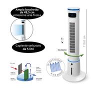 MACOM 985 Breeze Tower Plus raffrescatore evaporativo oscillante con funzione ionizzante completo di telecomando