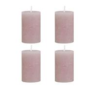 Macon - Set di 4 candele rustiche a pilastro antiche, 100% paraffina, lunga durata, H8/D5 cm, tortora