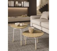 Maconi Tavolino Milano 1028 con piano in legno da Ø54 cm e h. 52 cm