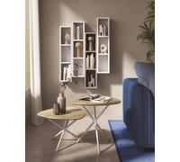 Maconi Tavolino Roma 1023 con piano in legno da Ø54 cm e h. 36 cm