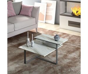 Maconi Tavolino Scacco matto 1071 con doppio piano in gres da 70 cm e h. 38 cm serie Coffee Table collection