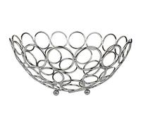 MACOSA CO81358 - Ciotola decorativa in metallo argentato, moderna, rotonda, con cerchi, in metallo, decorazione da tavolo, per frutta