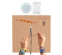 Macrame Combo, 20 x 20 cm, lavagna portatile a doppio lato con griglie e spilli, braccialetto riutilizzabile con istruzioni incluse, bordo intrecciato fatto a mano