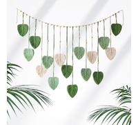 Macrame da Parete in Macramè, Arazzo da Parete Tessuto a Mano in Bohémien, Foglia Arte, Fili di Cotone Intrecciati, Decorazione della Parete per Camera da Letto Soggiorno Sfondo, 120*75CM (Vert)