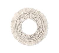 Macrame Decor - Macrame Wall Hanging | Frame di arte della parete rotonda con frangia | Decorativo per appartamento in camera da letto decorazione per la casa | Macroames camera da letto piccola camer