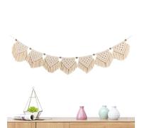 Macrame Garland - Striscione con perline in legno | Macrrame Wall Art - fatto a mano Macrame Tapestry Waall Art | Home Wall Arrt Decoration for Apartment, Living Room, Bedroom, Balcony