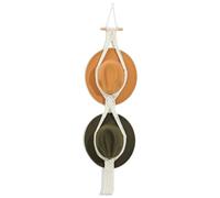 Macrame Hat Holder - Bohemian Cotton Rope Wall Hanger, Handmade Woven Organizer Rack, Durable Rustic Storage Decoration Accessory | For Bathroom Living Room Bedroom Office Hotel Entryway Closet Home