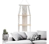 MacRame Pianta Mensola Appendiabiti Mensole Boho per la parete,Partito Tessuto appeso fattoria | 2 Livelli Floating Decorative Decorative Handmade Boho Boho per Organizzatore