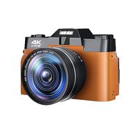 Macro Lens 4K Digital Camera Flip Screen Selfie Camcorder 48MP Vlog WIFI Webcam Videoregistratore Vintage 16X Grandangolare Cattura Facilmente Momenti Meravigliosi(32G SD Card,With Lens Filter-03)